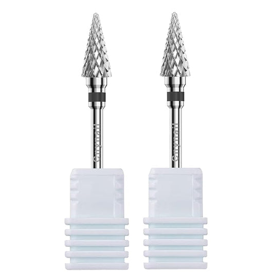 3/32" 2PCS Clean Umberllas Bits Extra Coarse Grit Carbide Cuticle Cleaner Bit for Electric Nail Drills – Professional Manicure Tool for Nail Salons and Home Use (XC Grit. Silver)
