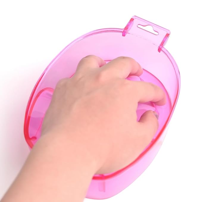 Nail Spa Soak Bowl Gel Polishing Remover Manicure Soaking Bowl Clear Acrylic Nail Soak Bowl Warm Water Bowl Hand Bowl With Handle Hand Care Tools, Rose Red