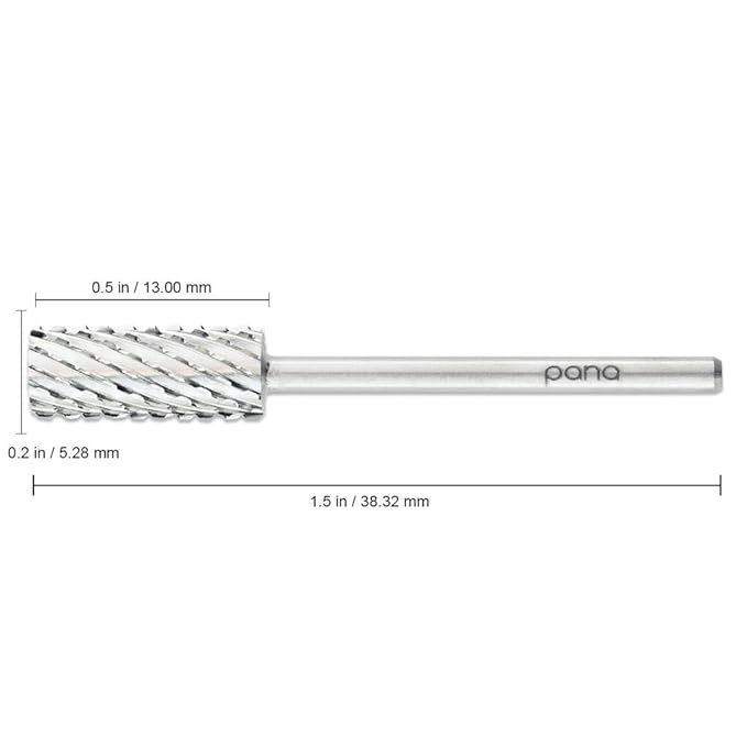 PANA Nail Carbide Cylinder Bit - Two Way Rotate use for Both Left and Right Handed - Fast remove Acrylic or Hard Gel - 3/32" Shank - Manicure, Nail Art, Drill Machine (2X Coarse, Silver)