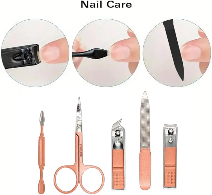 Manicure Set Nail Clipper Kit Personal Care Manicure Pedicure Set Mens Womens Accessories Nail Grooming Kit Personal Care Set (Pink and Black)