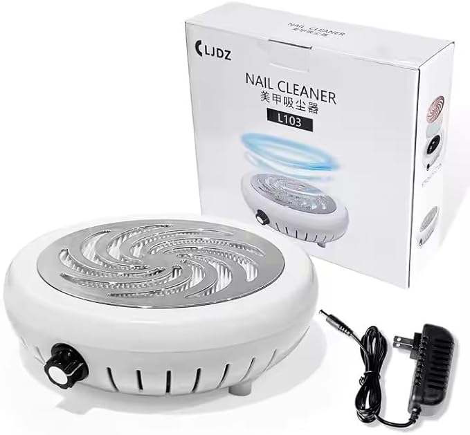 High Speed 4500RPM Strong Suction Nail Dust Collector Vacuum Cleaner for Manicure Pedicure with Removable Filter (Silver)