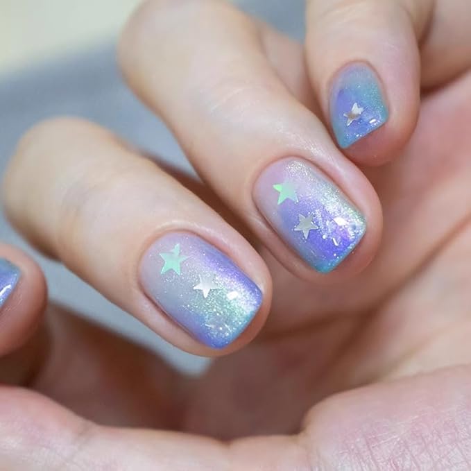 30 Sheets Silver Nail Stickers Aurora Nail Art Stickers 3D Embossed Self Adhesive Nail Decals Holographic Line Letter Nails Design Summer Nail Art Decals for Women Manicure DIY Decoration
