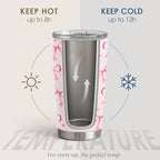 SANDJEST Bow Tumbler 20oz Stainless Steel Insulated, Travel Coffee Cup - Image 3