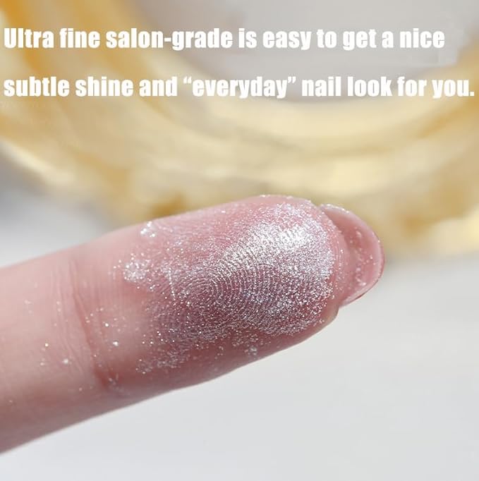 2PCS Moonlight White Chrome Nail Powder, Pearl Nail Powder High Gloss Mirror Effect Pearlescent Iridescent Glitters Powder for Nails Art Design 2 Colors