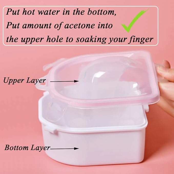 Nail Soaking Bowl, Gel Nail Polish Remover Kit, Manicure Bowl for Hand, Dip Powder Remover Tools, Nail Soak Off Bowl for Acrylic Nails, Nail Brush, Cuticle Pusher, Cuticle Peeler, 100180 Nail File,