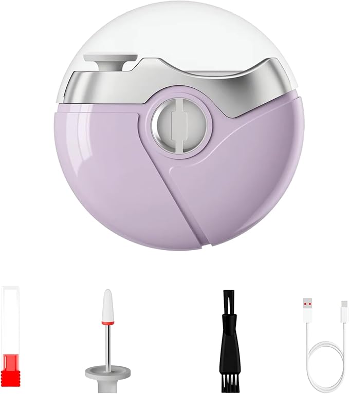 3 in 1 Electric Polishing Automatic Nail Clippers, 2025 New Electric Nail Clipper for Baby Adults, Rechargeable Electric Toenail Clippers for Seniors, Smart Nail Trimmer Kits (Purple)