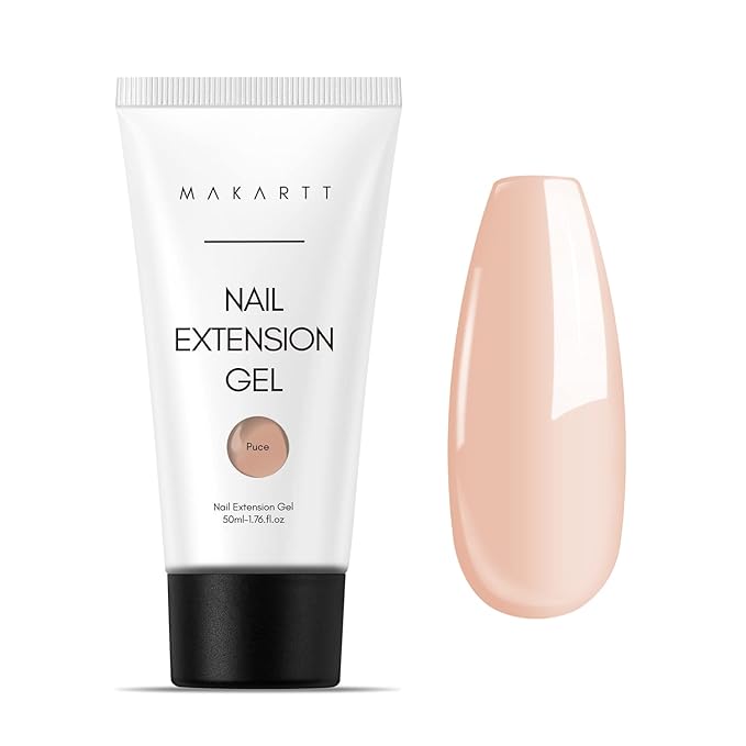 Makartt Poly Nail Gel, 50ML Nude Nature Color, Strong Builder for Extension Overlay Strengthener 3D Diy, Multifunctional, Long-lasting for Nails French Manicures Home Salon-Puce