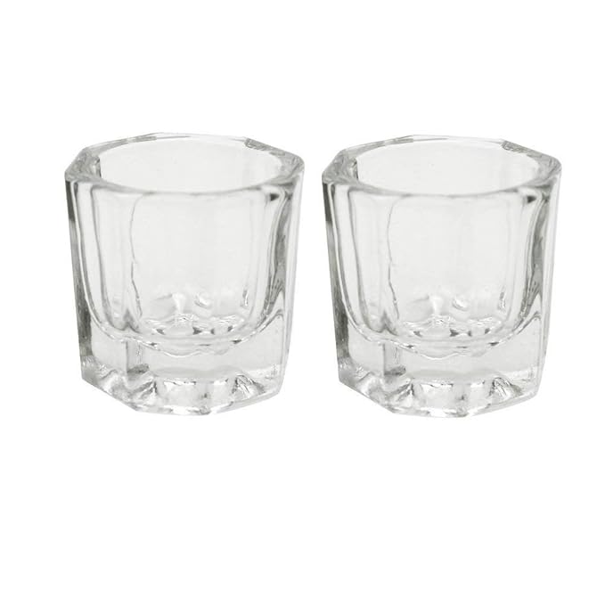 2 Nail Art Acrylic Liquid Powder Dappen Dish Glass Crystal Cup Glassware Tools