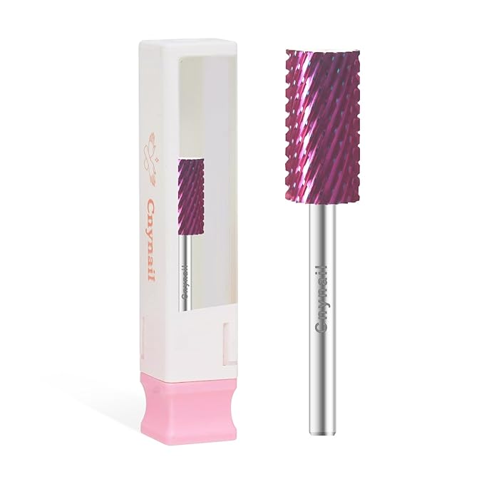3/32" Large Barrel Bit Tungsten Carbide Nail Drill Bit Safety Bit for Gel & Acrylic Removal, 2- Way Rotating Efile Tip, Salon Electric File Accessory (XC Girt, Purple)