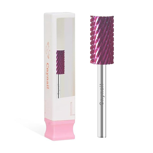 3/32" Large Barrel Bit Tungsten Carbide Nail Drill Bit Safety Bit for Gel & Acrylic Removal, 2- Way Rotating Efile Tip, Salon Electric File Accessory (XC Girt, Purple)