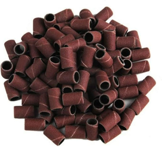 AKOAK 100 Pcs/Lot #180 Grit File Sand Piece Set Nail Art Professional Sanding Bands Brown Pieces Gel File Gel Polish Remover Manicure Pedicure Nail Machine Nail Tools