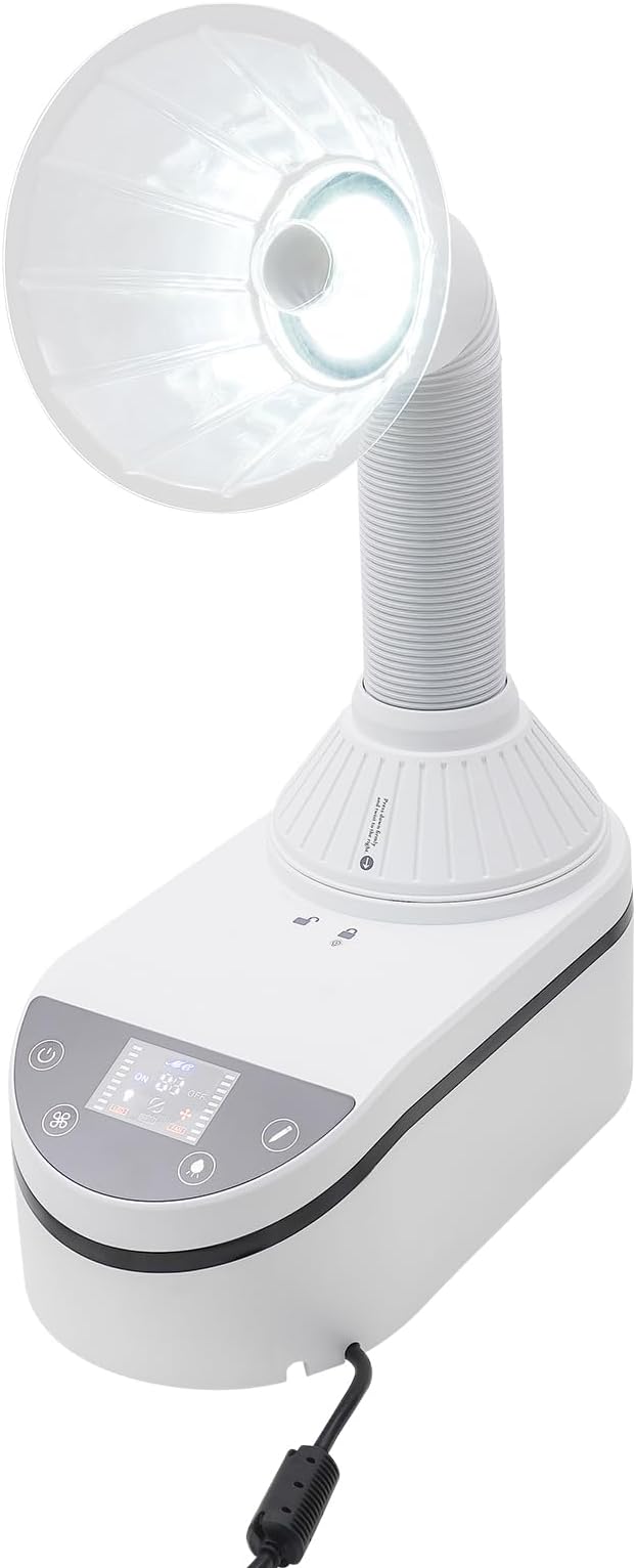 Professional Nail Dust Collector, 230W Powerful Dust Vacuum Cleaner, Nail Dust Collecting Machine with Dust Hose and Cover,Led Spotlight, for Nail Art, Veneer, Nail Care, Crafting