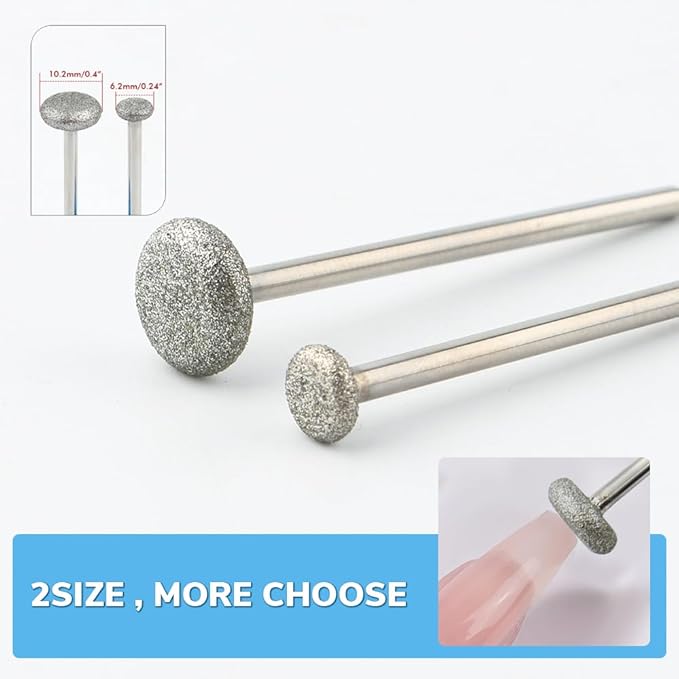 QUNZHAO 2Pcs Diamond Nail Drill Bits Carbide Cuticle Remover Bit for Under Nail Dead Skin Cleaning Cuticle Remove Nail Art Design Manicure(02 set)