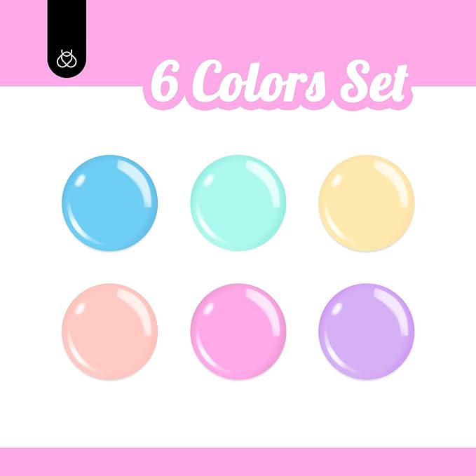 Beetles Pastel Gel Nail Polish Set, 6 Colors Unicorn Collection Blue Yellow Pink Gel Polish Soak off Uv Led Lamp Baby Blue Yellow Purple Decorations Nail Art Nail Gifts for Women
