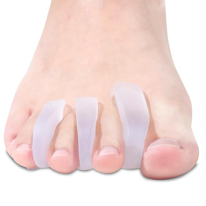 2 Pairs Silicone Toe Separators Toe Spacers for Women Men,Breathable and Soft Options for Pain from Bunions,Plantar Fasciitis, Foot Alignment(Transparent）