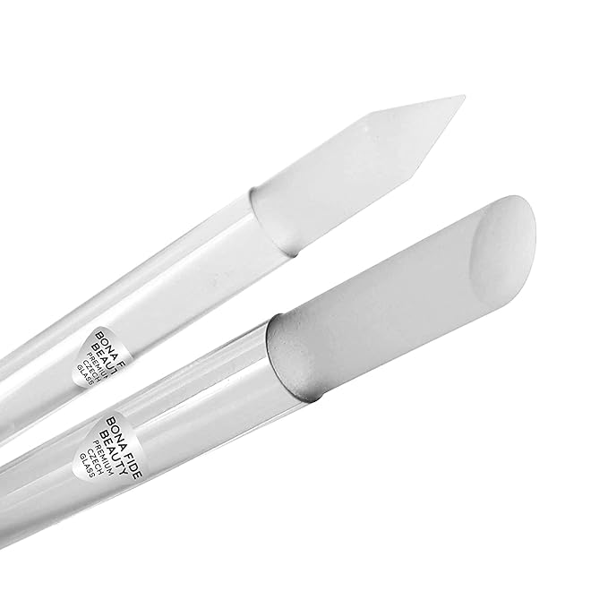 BONA FIDE BEAUTY Glass Cuticle Pusher - Dual Ended Manicure Stick - Premium Czech Tools
