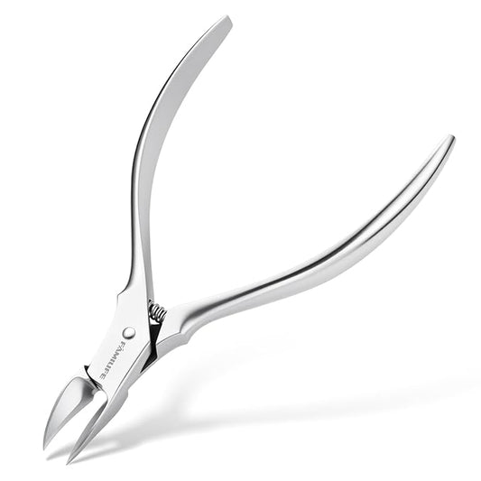 FAMILIFE Cuticle Nippers Scissors – Professional Stainless Steel Cuticle Trimmer for Thick Nails, Ingrown Toenails & Seniors, Sharp Durable Blades with Ergonomic Handle for Salon & Home Use