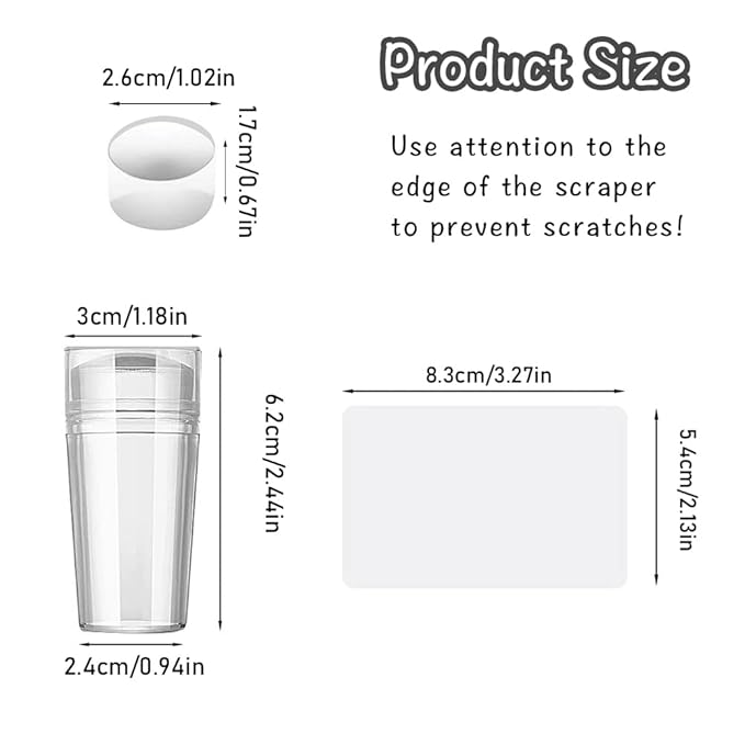 BESARME 4 in 1 Nail Art Stamper Set, 1 Pcs Nail Art Stamper with 2 Pcs Silicone Heads and 1 Scraper Manicure Nail Art Tool with Scraper for DIY Nail Decor