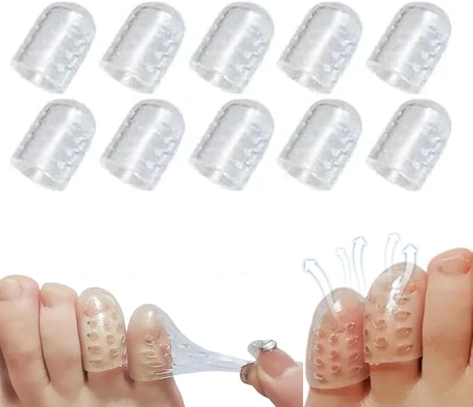 Silicone Anti-Friction Toe Protector, Gel Toe Protectors Breathable Toe Covers, Silicone Little Toe Sleeves Gel Toe Protectors Women with Airflow Orifice Breathable Toe Separators (10pcs)