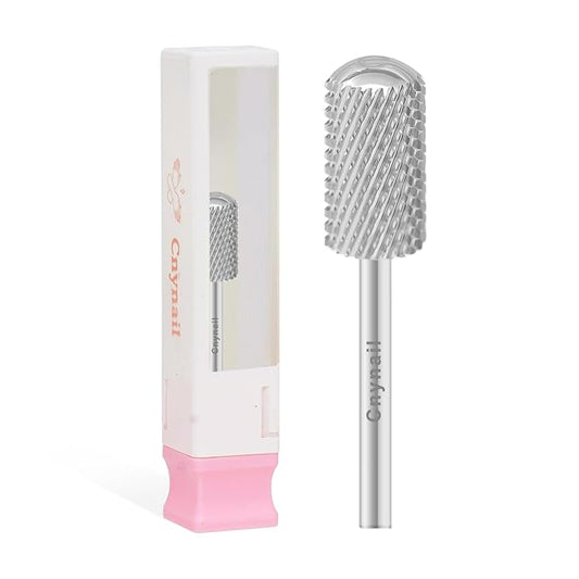 3/32" Large Barrel Smooth Round Top Tungsten Carbide Nail Drill Bit Safety Bit for Gel & Acrylic Removal, 2-Way Rotating Efile Tip, Salon Electric File Accessory (C Grit, Silver)