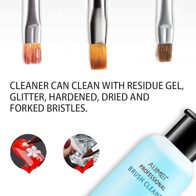 AIJIMEI Nail Brush Cleaner Gel Set Fast Cleaning Nail Brush Cleaner Easy To Use For Salons And Home Use Acrylic Nail Brush Cleaner Nail Art Brushes Cleaner, Paint Nail Brush Cleaner 1.96FL OZ