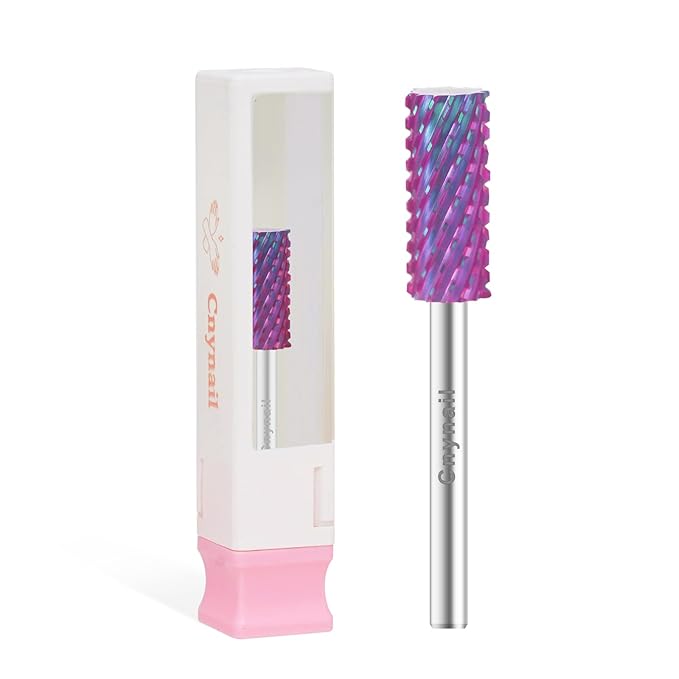 3/32" Small 5.35MM Barrel Bit Tungsten Carbide Nail Drill Bit Safety Bit for Gel & Acrylic Removal, 2- Way Rotating Efile Tip, Salon Electric File Accessory (XXC Girt, Purple)