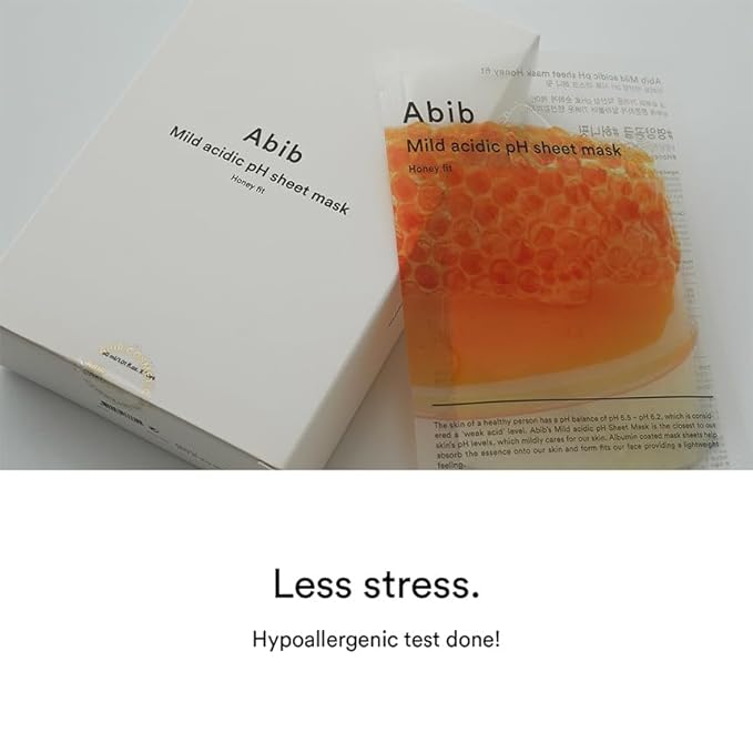 Abib Mild Acidic pH Sheet Mask Honey Fit 10 Sheets I Vitalizing Facial Mask, Propolis Glow