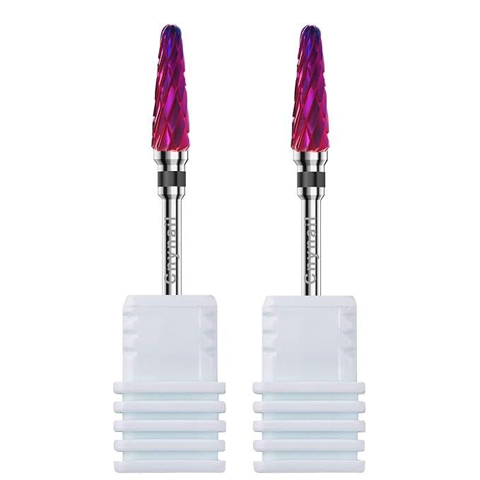 3/32" 2PCS Clean Cone Bits Coarse Grit Carbide Cuticle Cleaner Bit for Electric Nail Drills – Professional Manicure Tool for Nail Salons and Home Use (XC Grit. Purple)