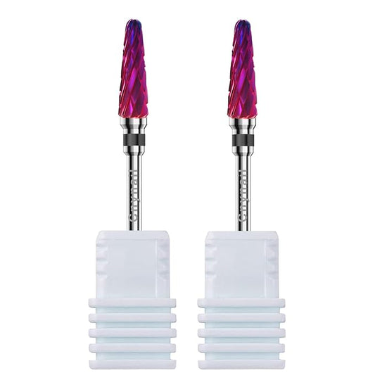 3/32" 2PCS Clean Cone Bits Coarse Grit Carbide Cuticle Cleaner Bit for Electric Nail Drills – Professional Manicure Tool for Nail Salons and Home Use (XC Grit. Purple)