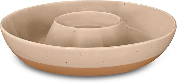 Mora Ceramic Chips and Dip Serving Tray: Large Divided Party Bowl Set by MORA