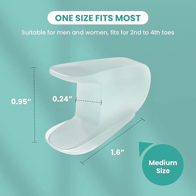 Welnove Toe Separators for Bunions - Gel Toe Spacers for Overlapping Toes, Calluses Pain- Flared Design Soft Silicone Toe Straighteners, Bunion Corrector for Men and Women (8 Pack of Medium Size)