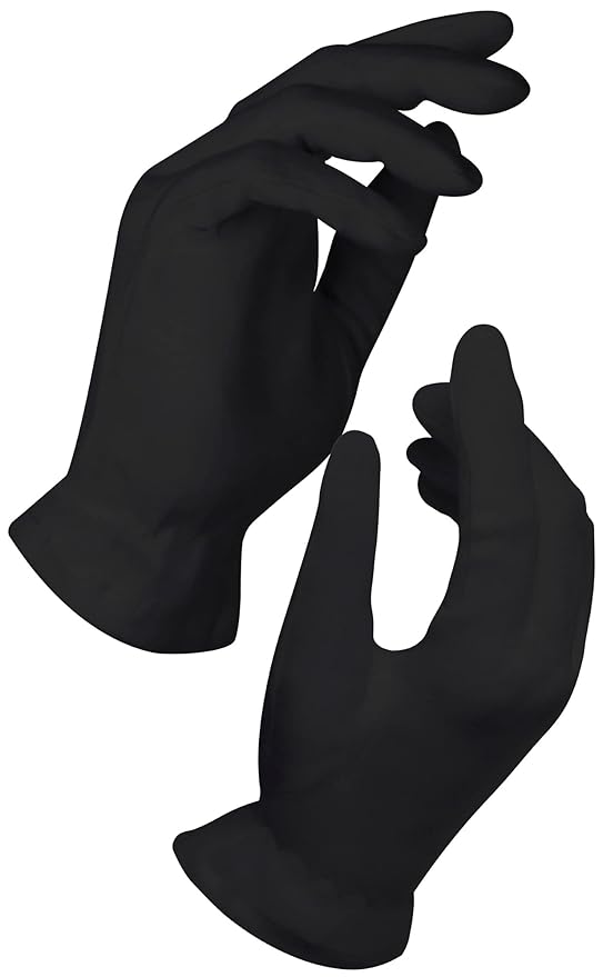 Beauty Care Wear Black Gloves XL (10 pair) - Cotton Gloves for Eczema, Cotton Gloves for Dry Hands, Black Cotton Gloves for Women, Spa Glove, Lotion Glove, Sleeping Glove