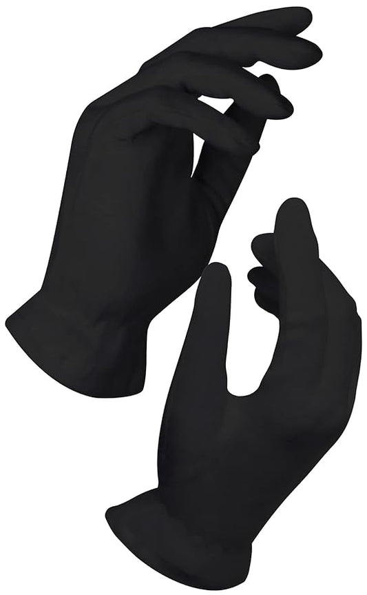 Beauty Care Wear Black Gloves XL (10 pair) - Cotton Gloves for Eczema, Cotton Gloves for Dry Hands, Black Cotton Gloves for Women, Spa Glove, Lotion Glove, Sleeping Glove