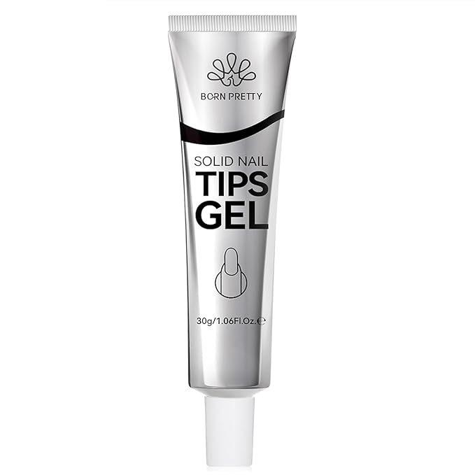 Born Pretty Solid Nail Tips Gel,30ml Soft Gel Nail Tips Glue, Nail Gel for Press On Nails, Super Strong Cured Needed Acrylic Nail Gel, Nails Tip U V Nail Extension Gel Nail Charm Glue