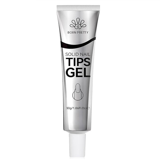 Born Pretty Solid Nail Tips Gel,30ml Soft Gel Nail Tips Glue, Nail Gel for Press On Nails, Super Strong Cured Needed Acrylic Nail Gel, Nails Tip U V Nail Extension Gel Nail Charm Glue