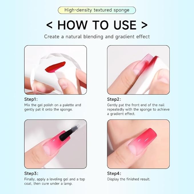 Nail Sponges Set for Ombre Gel,Nail Art Tools Set-50Pcs Nail Sponges With Gold Grabbing Pen Nail Brush Cleaner Transparent Plastic Storage Box Used to Store Nail Art Tools