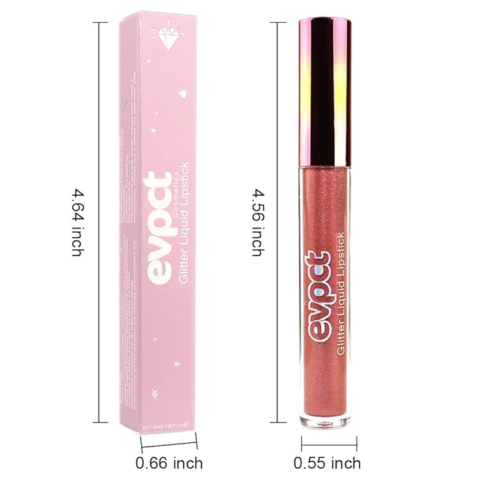 evpct 1Pcs Bronze Gold Matte to Glitter Liquid Lipstick Lip Set Kit, Long Lasting Matte Diamond Glitter Lipstick Waterproof, Colorful Sparkly Glossy Metallic Shimmer Sparkle Lip Gloss for Women 05#