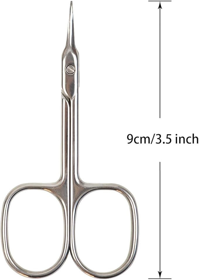 Cuticle Scissors Nail Scissors Multi-purpose Beauty Scissors for Eyebrow Eyelash Trim Nail and Dry Skin (Curved Tip)