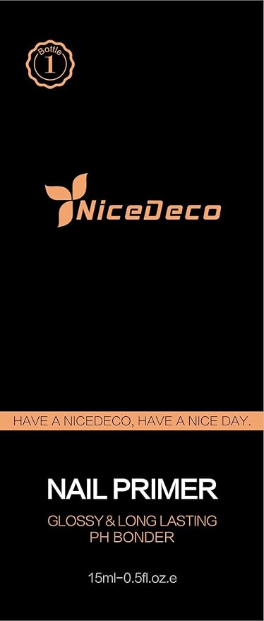Nicedeco Hema Free Nail Primer Cruelty Free Vegan Nail Bonder, Fast Air Dry, No Lift Prep for Gel and Acrylic Powder, Foundation for Long-lasting Nail Polish