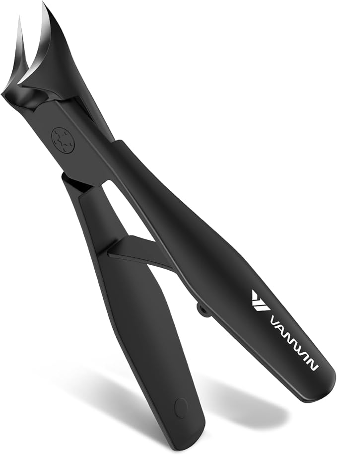 Ingrown Nail Clippers, Slant Curved Blade Nail Clippers for Men Thick Ingrown Toenails with 33mm Wide Jaw Opening, Heavy Duty Stainless Steel Toenail Clippers for Seniors Thick Toenails Black