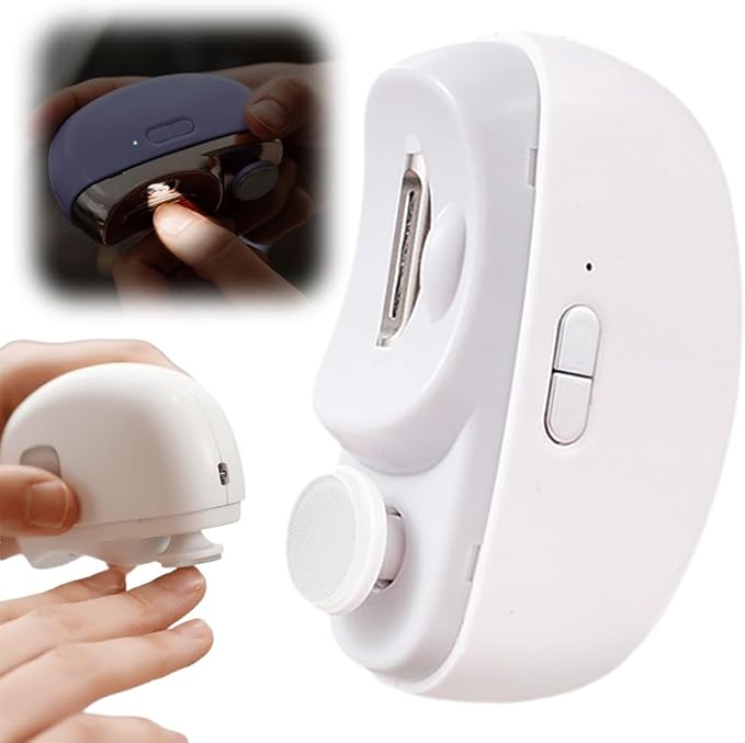 Electric Nail Clippers, 2025 New 2 in 1 Electric Polishing Automatic Nail Clippers, Multifunctional Nail Trimmer with 2 Adjustable Speeds for Seniors, Kids, Adults (White)