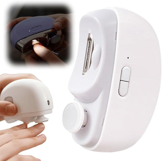 Electric Nail Clippers, 2025 New 2 in 1 Electric Polishing Automatic Nail Clippers, Multifunctional Nail Trimmer with 2 Adjustable Speeds for Seniors, Kids, Adults (White)