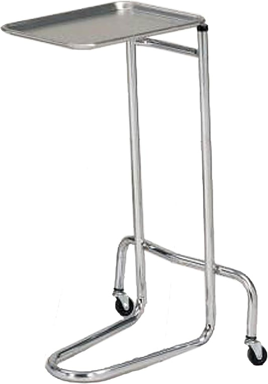 MediChoice Mayo Portable Adjustable Tray Steel Premium Instrument Stand Medical Dental Salon Tattoo Esthetician Mobile Service Cart Table Station Height 34-54 Inch MAYO1201