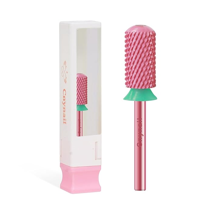 3/32" Large Barrel Smooth Round Top Tungsten Carbide Nail Drill Bit Safety for Gel & Acrylic Removal 2-Way Rotating Efile Tip Professional Salon Electric File Accessory (C Grit, Rose Red)