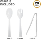 Party Essentials Plastic Party Buffet Serving Utensils Kit, Spoons/Forks/Tongs - Image 4