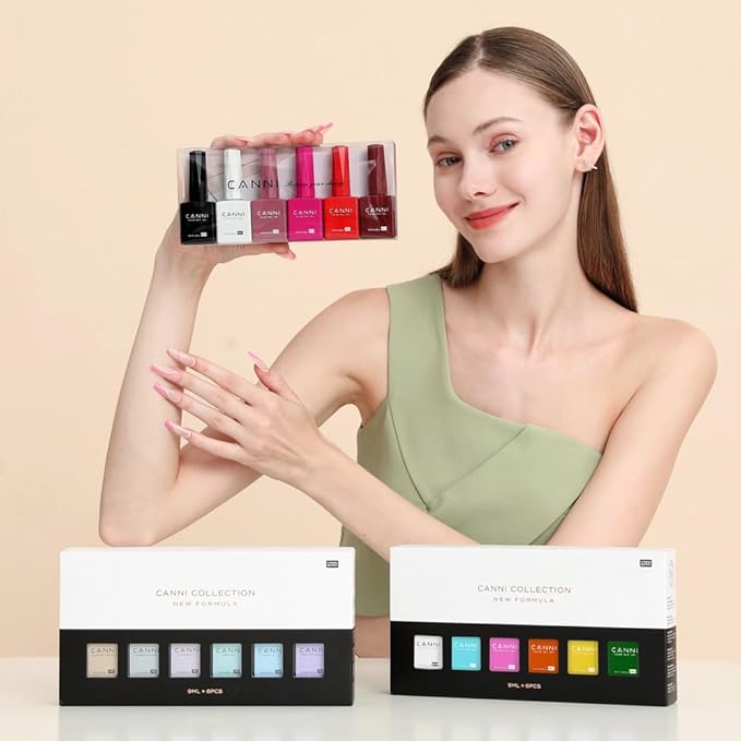 CANNI 9ml Hema-Free Jelly Gel Nail Polish Set- 6Pcs Jelly Nude Pink Neutral Transparent Milky White Colors Kit,Soak Off LED Manicure Kit DIY at Home Salon Gifts for Women Girls