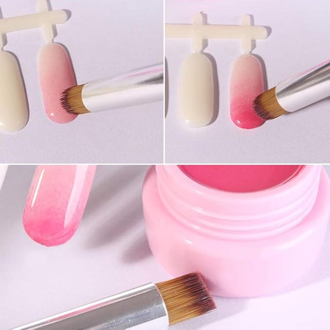 SILPECWEE 3pcs Ombre Nail Brush Set - Nail Art Brushes with 4 Replaceable Sponge Heads - Nylon & Acrylic Handle - Gradient, Sponge & Ombre Nail Design Tools