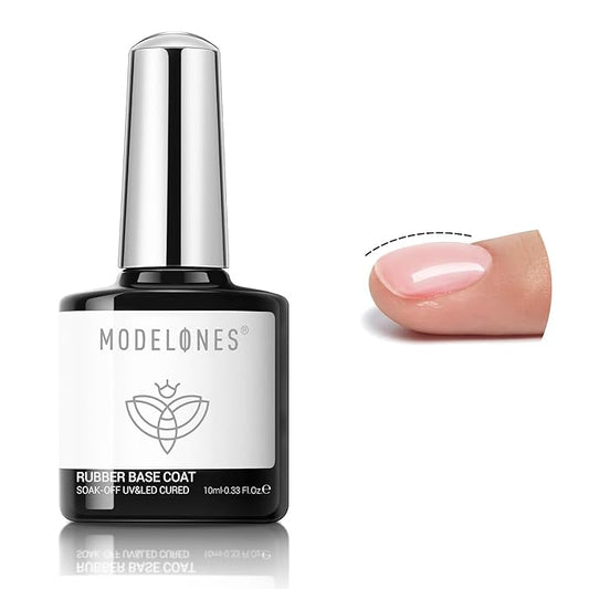 modelones Builder Rubber Base Gel for Nails, Light Milky Baby Pink 6 in One Nude Color Base Coat Strengthen Apex Building Extension Long Last Protect Soak Off Manicure for Fragile Nail Art DIY Home