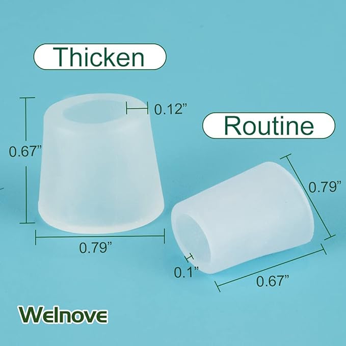Welnove Gel Toe Protectors,8 PCS Small(Thicken) + 8 PCS XS(Routine) Toe Sleeves,Transparent Silicone Tubes for Corns,Blisters,Calluses,Pinky Toe Cushions to Reduce Friction and Protect Injured Toes