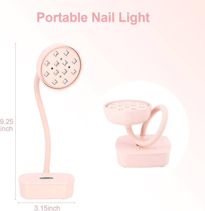 UV LED Nail Lamp,Flash Cure Nail Lamp with Auto Sensor & 2 Timers,Gooseneck UV Light for Acrylic Nails Extension Gel(Pink)